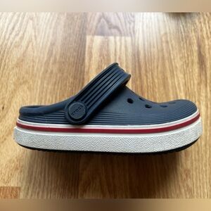 Toddler Crocs - Navy, red, white, EUC